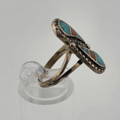Lot 24: Three (3) Native American Style Rings with Stones/ Size 3.5, 6, 9
