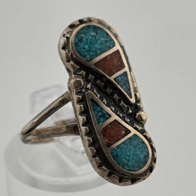 Lot 24: Three (3) Native American Style Rings with Stones/ Size 3.5, 6, 9