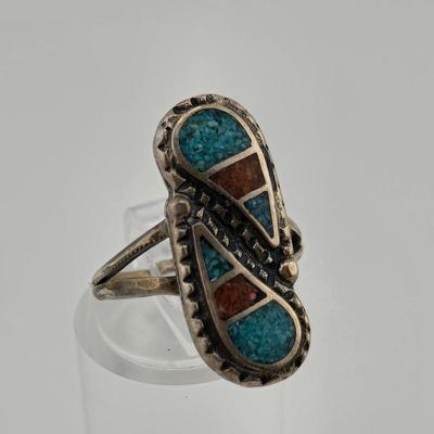 Lot 24: Three (3) Native American Style Rings with Stones/ Size 3.5, 6, 9