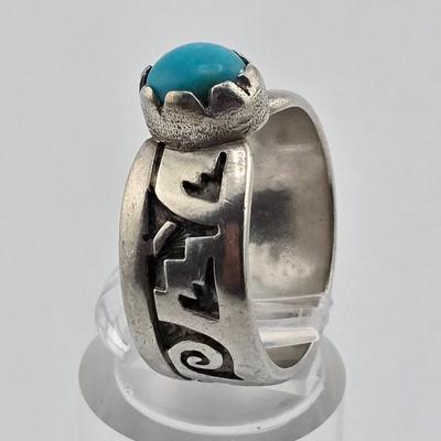 Lot 26: Three (3) Native American Rings with Stones / Sizes 5.5 & 8