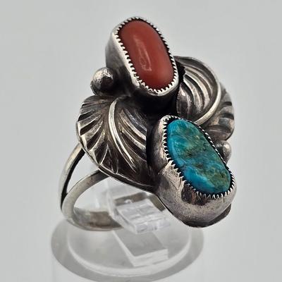 Lot 26: Three (3) Native American Rings with Stones / Sizes 5.5 & 8