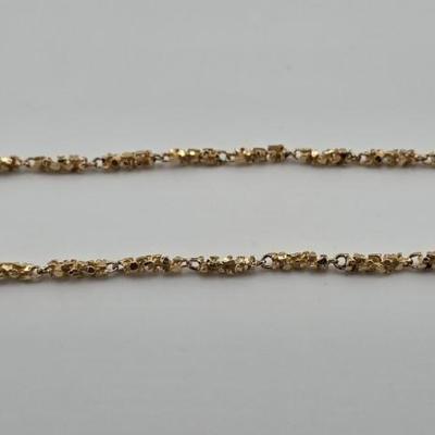 Lot 28: 20" - 14k Gold Nugget Necklace - 23g