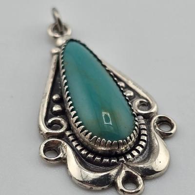 Lot 31: Two (2) Native American Style Rings w/ Stones & Silver Pendant / Sizes 5, 7.5