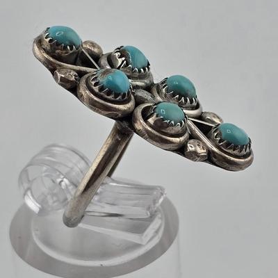 Lot 31: Two (2) Native American Style Rings w/ Stones & Silver Pendant / Sizes 5, 7.5
