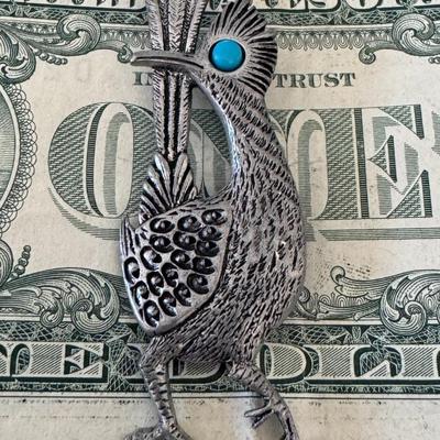 J.RITTER Roadrunner Brooch with Turquoise eye.