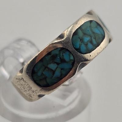 Lot 35: Native American Style Rings & Bracelet with Stones / Sizes 5.5 & 7