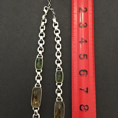 Sale Photo Thumbnail #216: Very nice Silvertone, multicolored Fashion statement, Ann Klein necklace please see attached photos