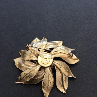 Sale Photo Thumbnail #243: Beautiful, antique gold tone, genuine pearl flower statement, brooch please see attached photos