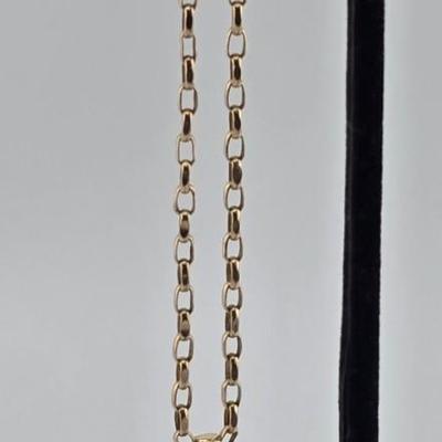 Lot 50: 7" - 10k Gold Bracelet & 10k Gold Cat Pendant with Diamond Eyes - 3g