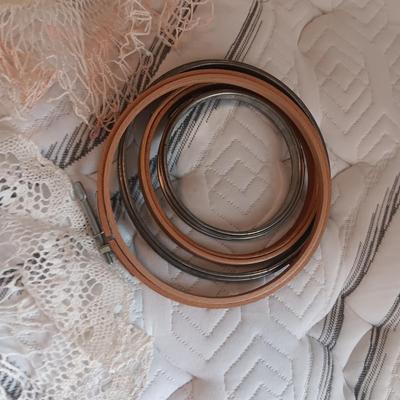 HAND CROCHETED DOILIES AND HAND EMBROIDERED CLOTH