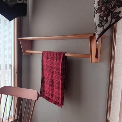 WALL HUNG AND FREE STANDING AFGHAN RACKS PLUS A ROCKING CHAIR