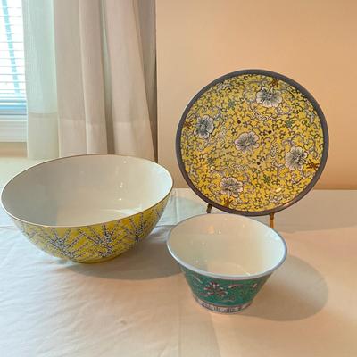 944 Lead Bottom Tray Set of Three Japanese Porcelain Lot