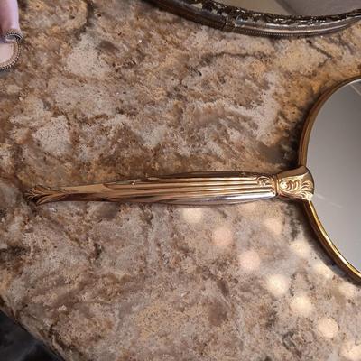 CELLULOID NAIL CARE KIT, DRESSER MIRROR, VINTAGE HAND MIRROR/COMB AND BRUSH PLUS MORE