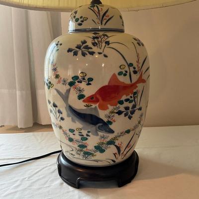 947 Koi Fish Oriental Style Ginger Jar Lamp