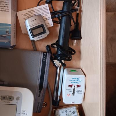 STEDI PEDI, BLOOD PRESSURE MONITOR, TRAVEL ALARM CLOCK, LUGGAGE SCALE, EUROPEAN ELECTRICAL OUTLET ADAPTER AND MORE