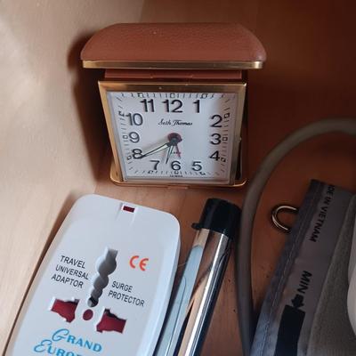 STEDI PEDI, BLOOD PRESSURE MONITOR, TRAVEL ALARM CLOCK, LUGGAGE SCALE, EUROPEAN ELECTRICAL OUTLET ADAPTER AND MORE