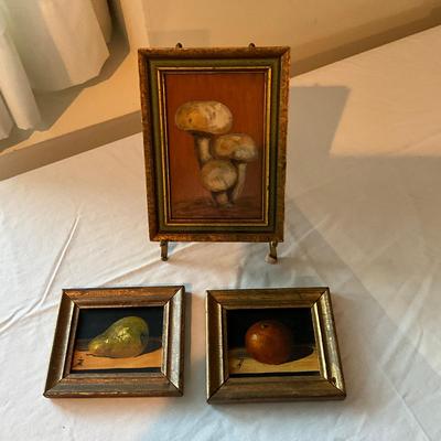 955 Lot of Three Hand-Painted Vegtable Paintings