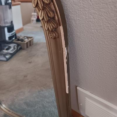 ANTIQUE WALL MIRROR AND AN UPHOLSTERED SWIVEL CHAIR