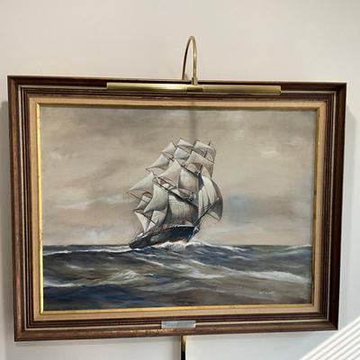 959 Large Oil On Canvas Ship Painting By B.F. Foulke