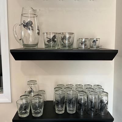 964 Set of Richard Bishop Designed Waterfowl Barware Glass Set