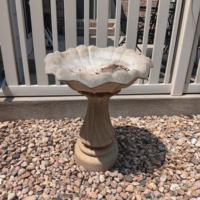 2 PIECE CONCRETE BIRD BATH & SHEPHERDS HOOK