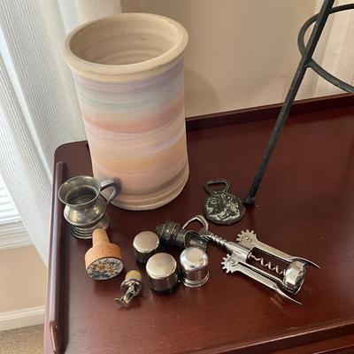 968 Vintage Ice Bucket On Stand With Wine Cooler & Bartender Accessories