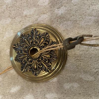 Vintage Brass Hanging Lantern Pendant with Etched Glass Panel