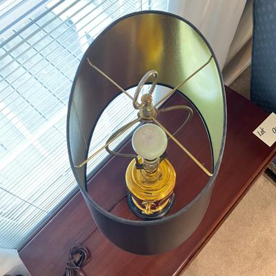 978 Brass Ginger Jar Lamp With Black Gold Shade
