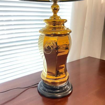 978 Brass Ginger Jar Lamp With Black Gold Shade