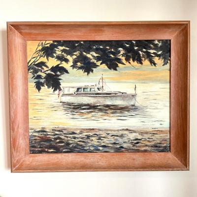 988 Oil On Canvas Of Boat
