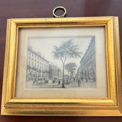 997 Pair Of Gold Framed Hand-Colored Engravings With Bubble Glass