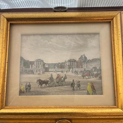 997 Pair Of Gold Framed Hand-Colored Engravings With Bubble Glass