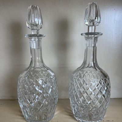 Pair of Heavy Glass Decanters