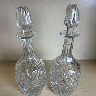 Pair of Heavy Glass Decanters