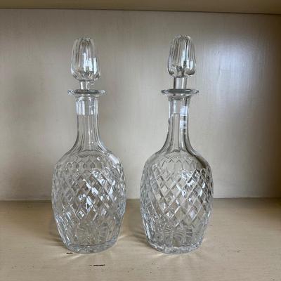 Pair of Heavy Glass Decanters