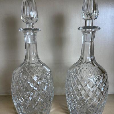 Pair of Heavy Glass Decanters