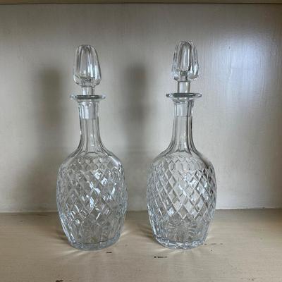 Pair of Heavy Glass Decanters