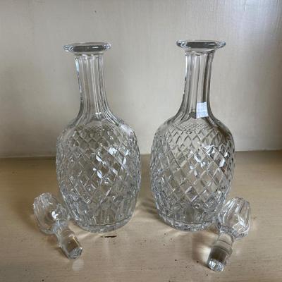 Pair of Heavy Glass Decanters