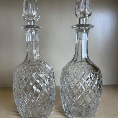 Pair of Heavy Glass Decanters