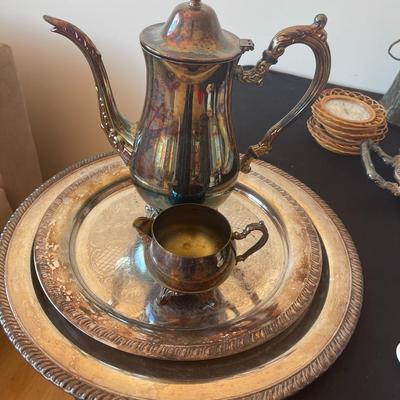 Silver plated teapot, etc...