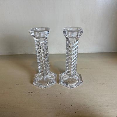 Austrian Crystal Spiral or Twist Candlesticks - set of 2