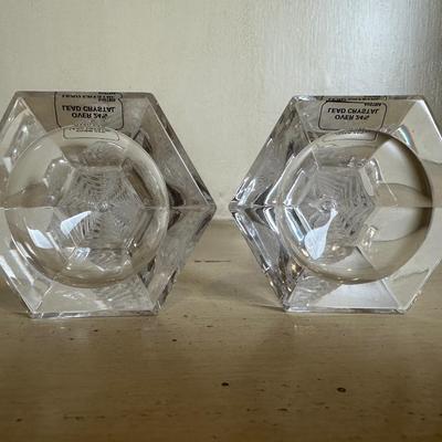 Austrian Crystal Spiral or Twist Candlesticks - set of 2