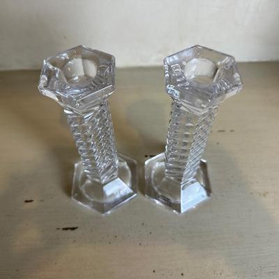 Austrian Crystal Spiral or Twist Candlesticks - set of 2