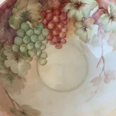 Early Bareuther Waldsassen Hand Painted Floral Grapes Centerpiece Bowl