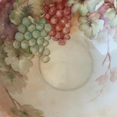 Early Bareuther Waldsassen Hand Painted Floral Grapes Centerpiece Bowl