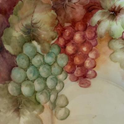 Early Bareuther Waldsassen Hand Painted Floral Grapes Centerpiece Bowl