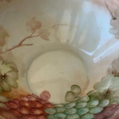 Early Bareuther Waldsassen Hand Painted Floral Grapes Centerpiece Bowl
