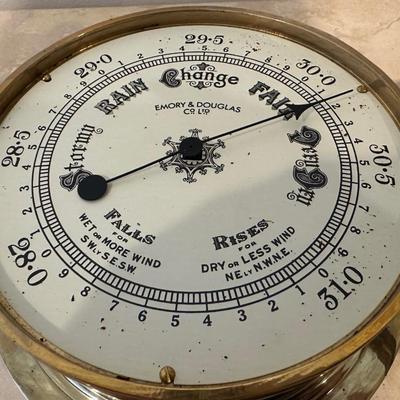 Emory & Douglas Vintage Brass Ship’s Barometer