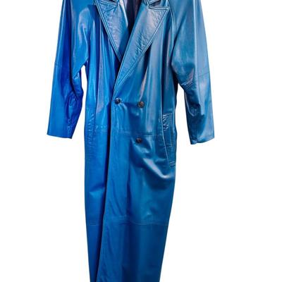 Clothing - 80’s long leather coat - estimate size 10 - almost floor length!