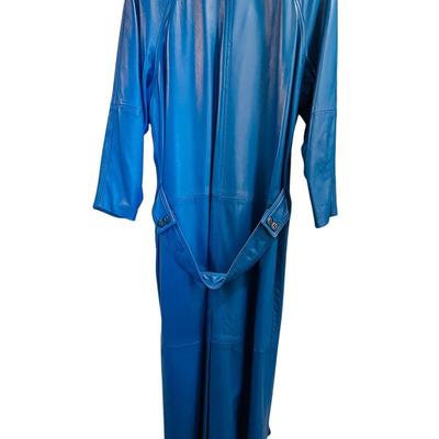 Clothing - 80’s long leather coat - estimate size 10 - almost floor length!